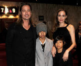 <p>There was big gap between red carpets. Some nine years later is when Angelina and Brad brought Maddox and Pax to the London premiere of his <em>World War Z</em> in June 2013. (Photo: Getty Images) </p>