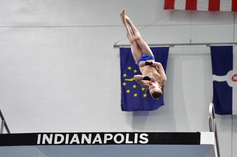 Rockford native Josh Hedberg, who grew up in Belvidere before moving to Indiana in 2018, is shown diving at the U.S. Olympic Trials.