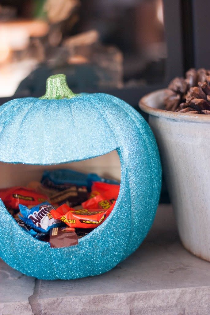 Glittered Teal Pumpkin