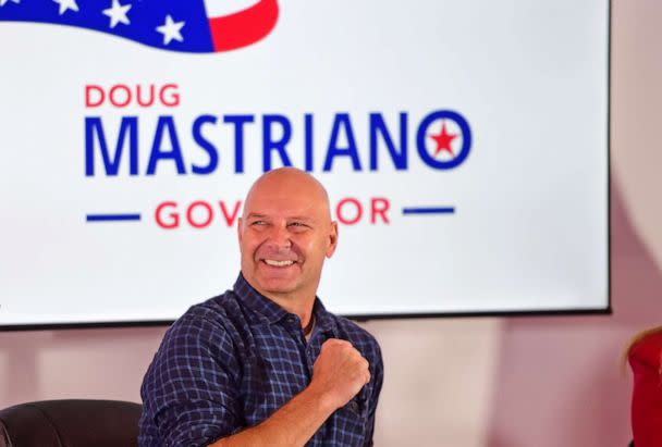 PHOTO: Republican candidate for Pennsylvania Governor Doug Mastriano holds a rally on Sept. 30, 2022 in Philadelphia. (Mark Makela/Getty Images)