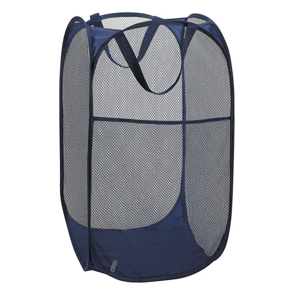 <p><strong>Handy Laundry</strong></p><p>amazon.com</p><p><strong>$7.99</strong></p><p><a href="https://www.amazon.com/Mesh-Popup-Laundry-Hamper-Collapsible/dp/B00HZ0IOJ2?tag=syn-yahoo-20&ascsubtag=%5Bartid%7C10060.g.37691456%5Bsrc%7Cyahoo-us" rel="nofollow noopener" target="_blank" data-ylk="slk:Shop Now;elm:context_link;itc:0;sec:content-canvas" class="link ">Shop Now</a></p><p><strong>Key Specs</strong></p><ul><li><strong>Dimensions </strong><strong>(L x W x H):</strong> 14 x 13 x 24 inches </li><li><strong>Weight: </strong>0.51 pounds</li><li><strong>Capacity: </strong>Not listed</li><li><strong>Material: </strong>Mesh</li><li><strong>Handles: </strong>Yes</li></ul><p>This bargain laundry hamper may not be much to look at it, but it does its job so well, it earned 4.7 stars on average from more than 35,600 reviewers on Amazon. This sturdy mesh hamper is ideal for small spaces and travel; the 14 by 14 by 24–inch hamper stores flat, and is easy to carry and pack. </p><p>Reviewers love this hamper, saying it has a “wide opening at the top for easy access,” is “large and sturdy” and is “the best value.” Others warn to always use the handles, otherwise the mesh will be over-stressed and tear.</p>