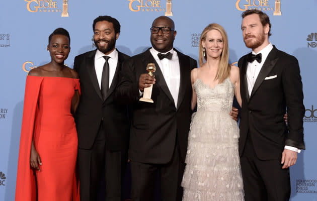 The cast of "12 Years a Slave" at the Golden Globe Awards. The movie won best film drama. (Getty Images)