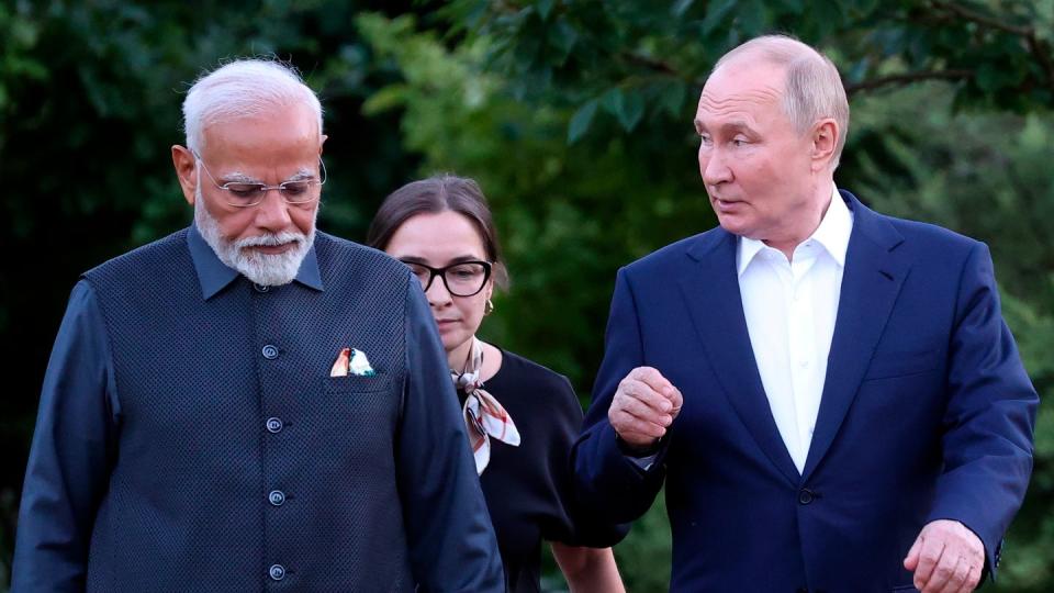 Indiens Premierminister Modi in Moskau. (Bild: Sergei Bobylev/Pool Sputnik Kremlin/AP/dpa)