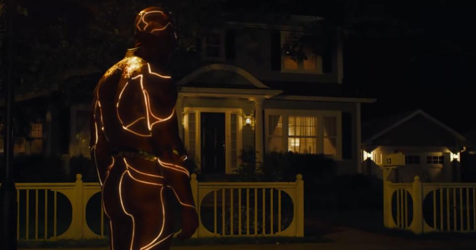 The Flash's new costume from his big screen solo debut.