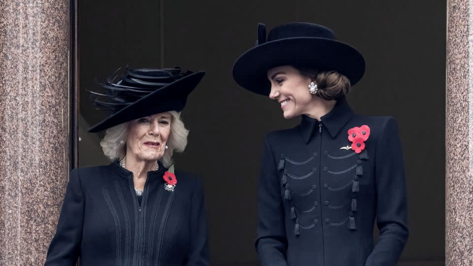 Camilla and Catherine attend the National Service of Remembrance at The Cenotaph in London. - Richard Pohle/Pool/Reuters