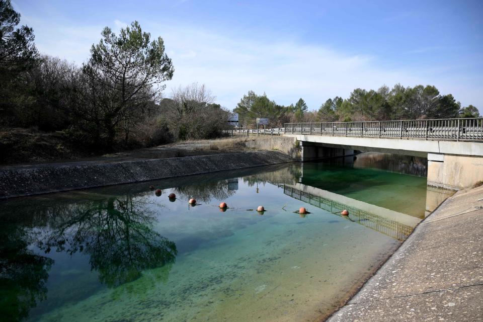 This picture shows the Canal de Provence, near Brignoles, southeastern France, on February 21, 2023.