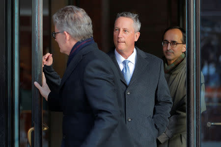 Martin Fox, president of a private tennis academy in Houston facing charges in a nationwide college admissions cheating scheme, leaves the federal courthouse in Boston, Massachusetts, U.S., March 25, 2019. REUTERS/Brian Snyder