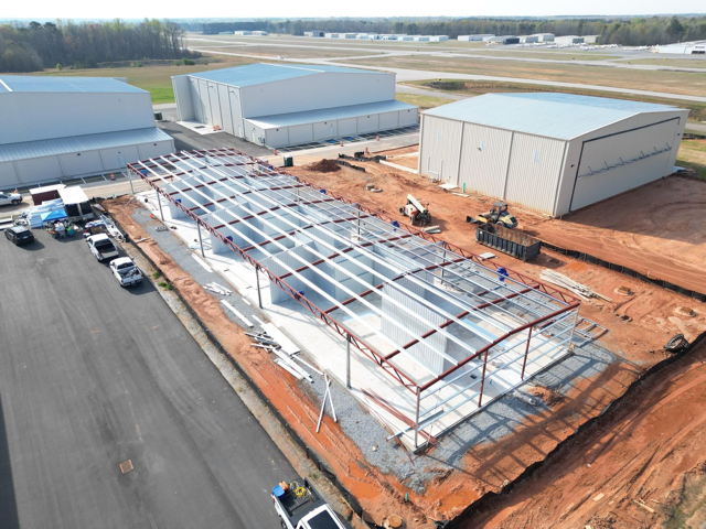 The Gadsden City Council recently approved an agreement with a developer who plans to construct multiple T-hangars at the Northeast Alabama Regional Airport. Pictured is a similar project at an airport in Newnan, Georgia, by LH Construction Group.