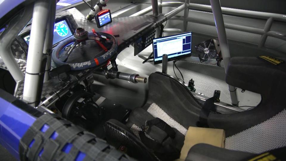 The interior of a simulator “bucket” at Ford’s technical center in Concord.