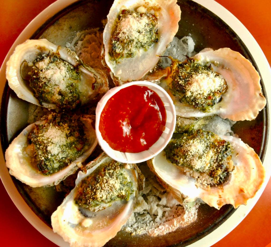 Oysters Rockefeller at J&J Oyster Bar.