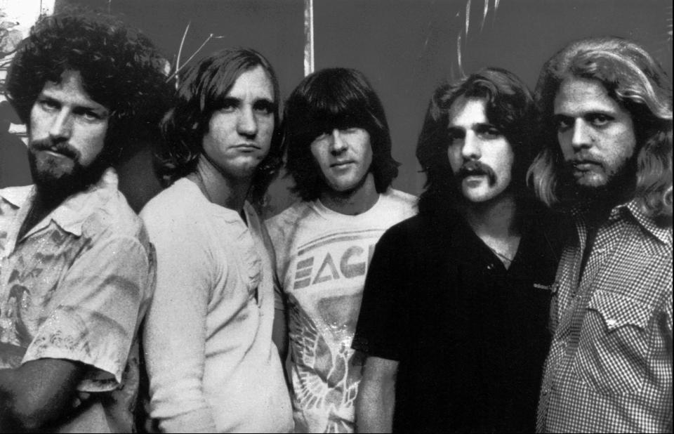 The Eagles circa 1977: From left, Don Henley, Joe Walsh, Randy Meisner, Glenn Frey and Don Felder. The band, with Henley as the only original members, will embark on a farewell tour starting in the fall of 2023.