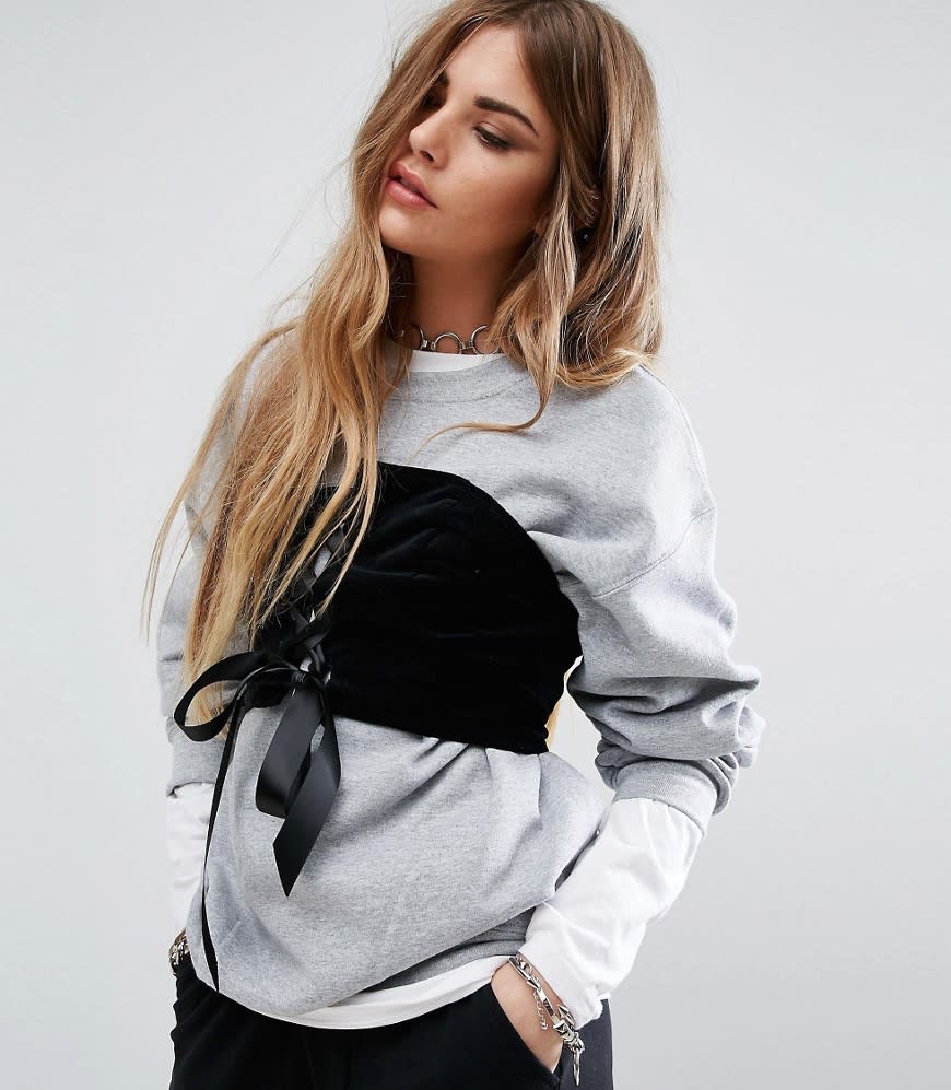 Reclaimed Vintage Oversized Sweatshirt with Corset Detail