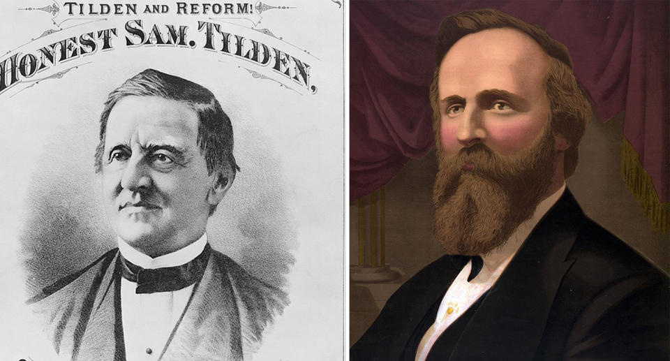 Democrat Samuel J Tilden (left) and Rutherford B Hayes (right) both pictured.  