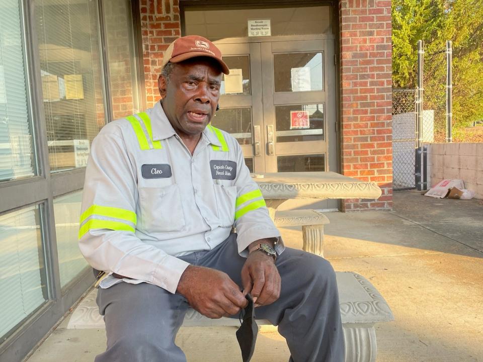 Cleo Jackson of Crystal Springs, Miss., sits outside the J. T. Biggs Memorial Library in Crystal Springs while waiting to vote in the congressional primary election Tuesday, June 7, 2022. Jackson said inflation and fuel prices are key issues for him in this election cycle.