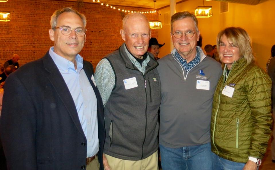 Caddo Dist. Judge Edwin Byrd, Gilliam planter Danny
Logan, Medical Society President Dr. Ed Morgan and wife Mary Pat Morgan at the Northwest Louisiana Medical Society's Oyster Party