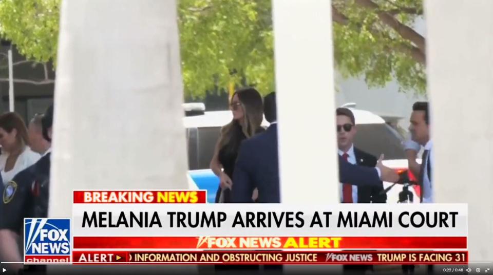 Fox News misidentified a woman as Donald Trump's wife, Melania Trump, during coverage of his arraignment in Miami, Florida Tuesday. The woman was actually Oklahoma native and Trump campaign official Margo Martin.