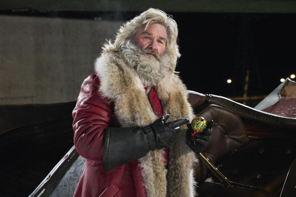 This image released by Netflix shows Kurt Russell in a scene from "The Christmas Chronicles," currently streaming on Netflix. (Michael Gibson/Netflix via AP)