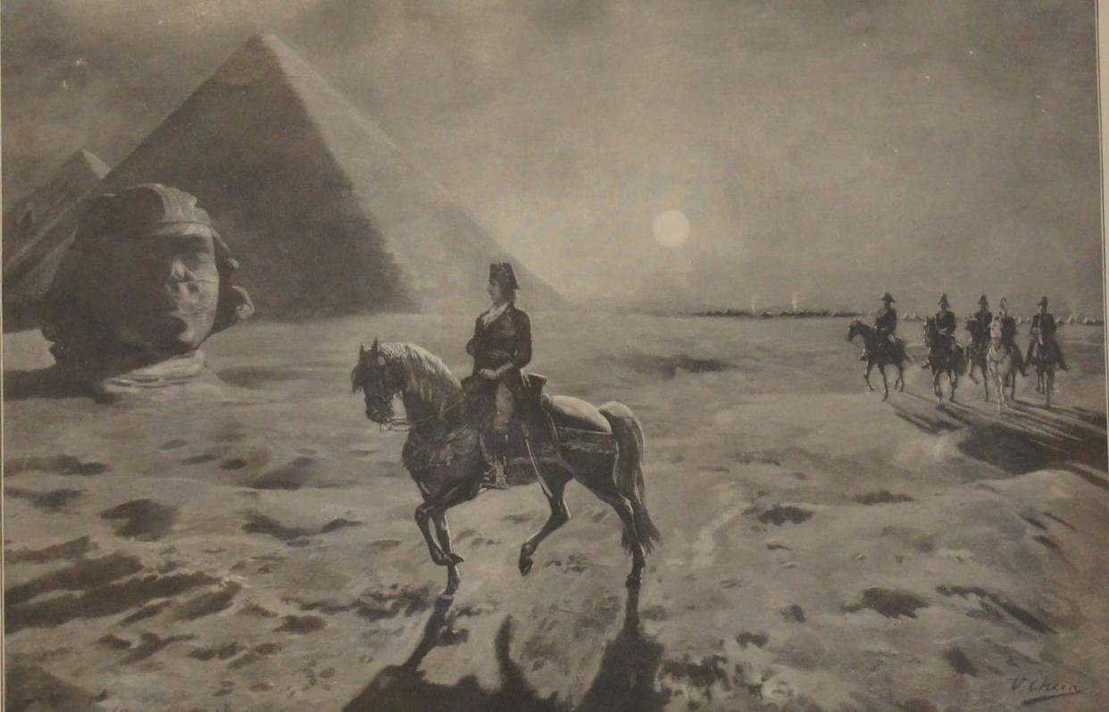 _Napoleón en Egipto_ (por Ulpiano Checa). <a href="https://commons.wikimedia.org/wiki/File:Napole%C3%B3n_en_Egipto_(Ulpiano_Checa).jpg" rel="nofollow noopener" target="_blank" data-ylk="slk:Wikimedia Commons / Poniol;elm:context_link;itc:0;sec:content-canvas" class="link ">Wikimedia Commons / Poniol</a>, <a href="http://creativecommons.org/licenses/by-sa/4.0/" rel="nofollow noopener" target="_blank" data-ylk="slk:CC BY-SA;elm:context_link;itc:0;sec:content-canvas" class="link ">CC BY-SA</a>