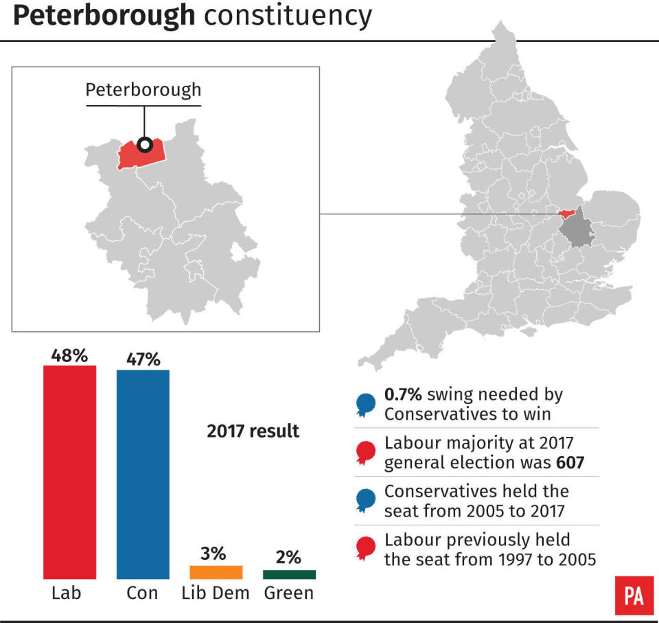 A profile of the Peterborough constituency. (PA Graphics)