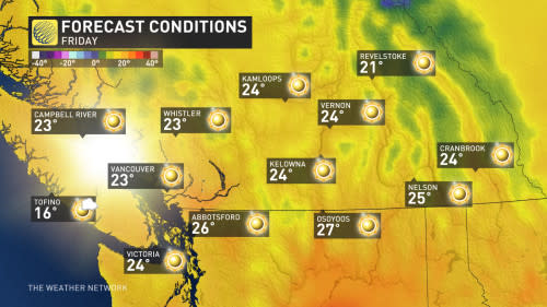 BC forecast temeprature highs Friday June 6 2024