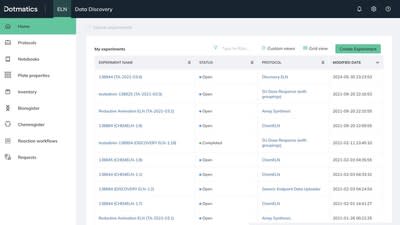 A new navigation and user interface lets users easily navigate between two primary actions: data in (ELN) or data out (Data Discovery browser)