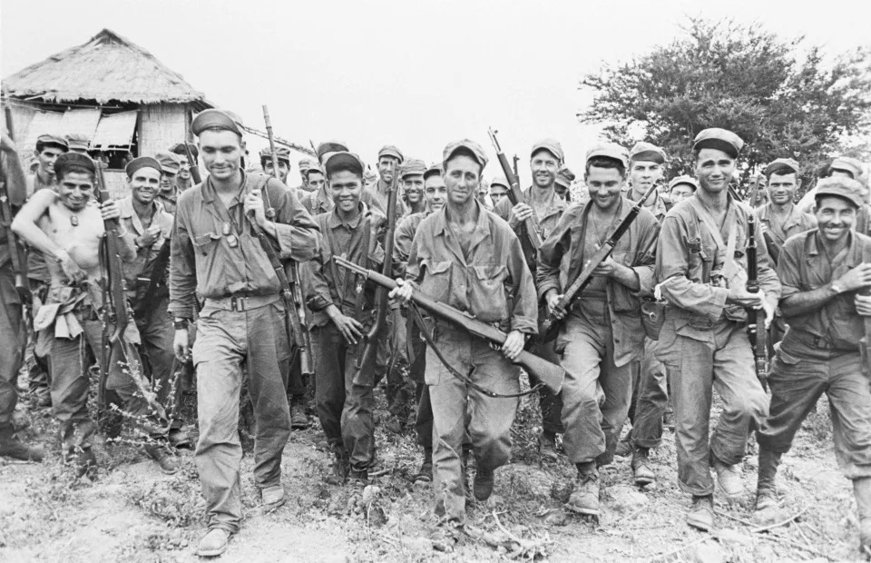 US Army Rangers who participated in the raid on the Cabanatuan prison camp to free Allied prisoners of war, February 16, 1945