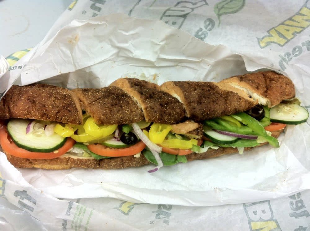 Subway footlong sub on Subway paper