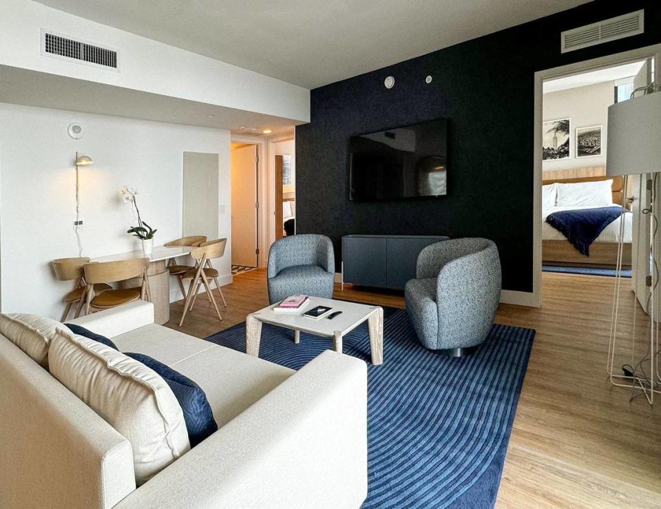 Pictured is the two-bedroom offerings at the soon-to-open Gale Miami Hotel & Residences during a recent property preview on Thursday, May 16, 2024 in Miami, Florida.