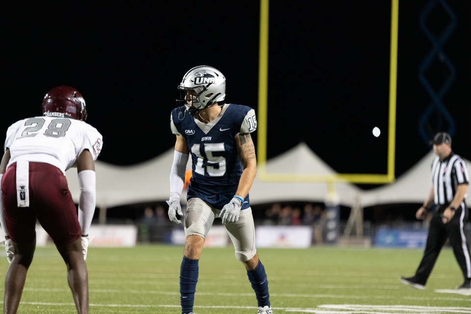 Redshirt freshman Joey Corcoran had a team-high seven catches for the University of New Hampshire football team in last Saturday's 45-27 loss to North Carolina Central.