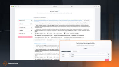 Our Technology Landscape Module creates trustworthy reports, quickly and efficiently, by combining an intuitive workflow, leveraging advanced AI, visual analytics tools, and enriched data from multiple sources, including proprietary datasets.