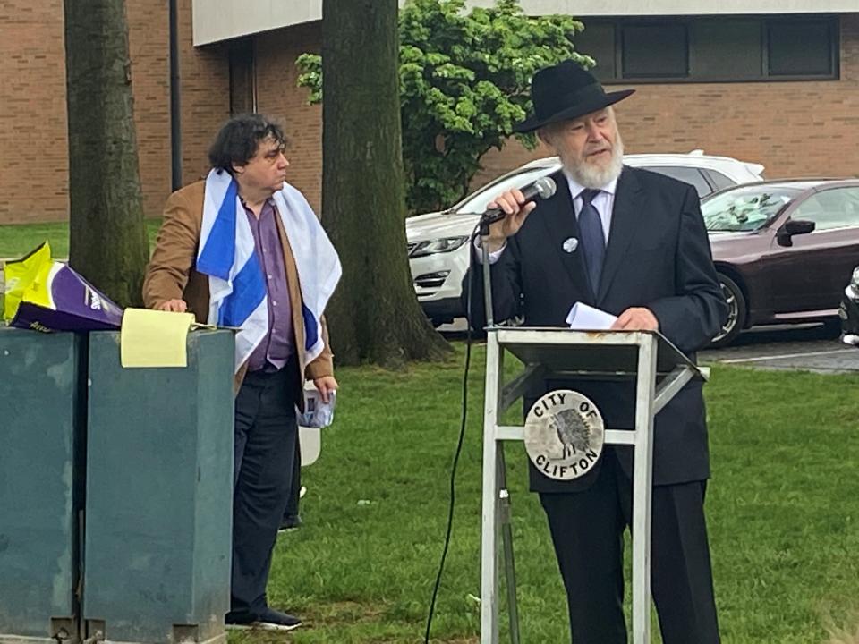 Members of the Jewish community gathered to celebrate Israel's independence with a flag raising ceremony in Clifton.