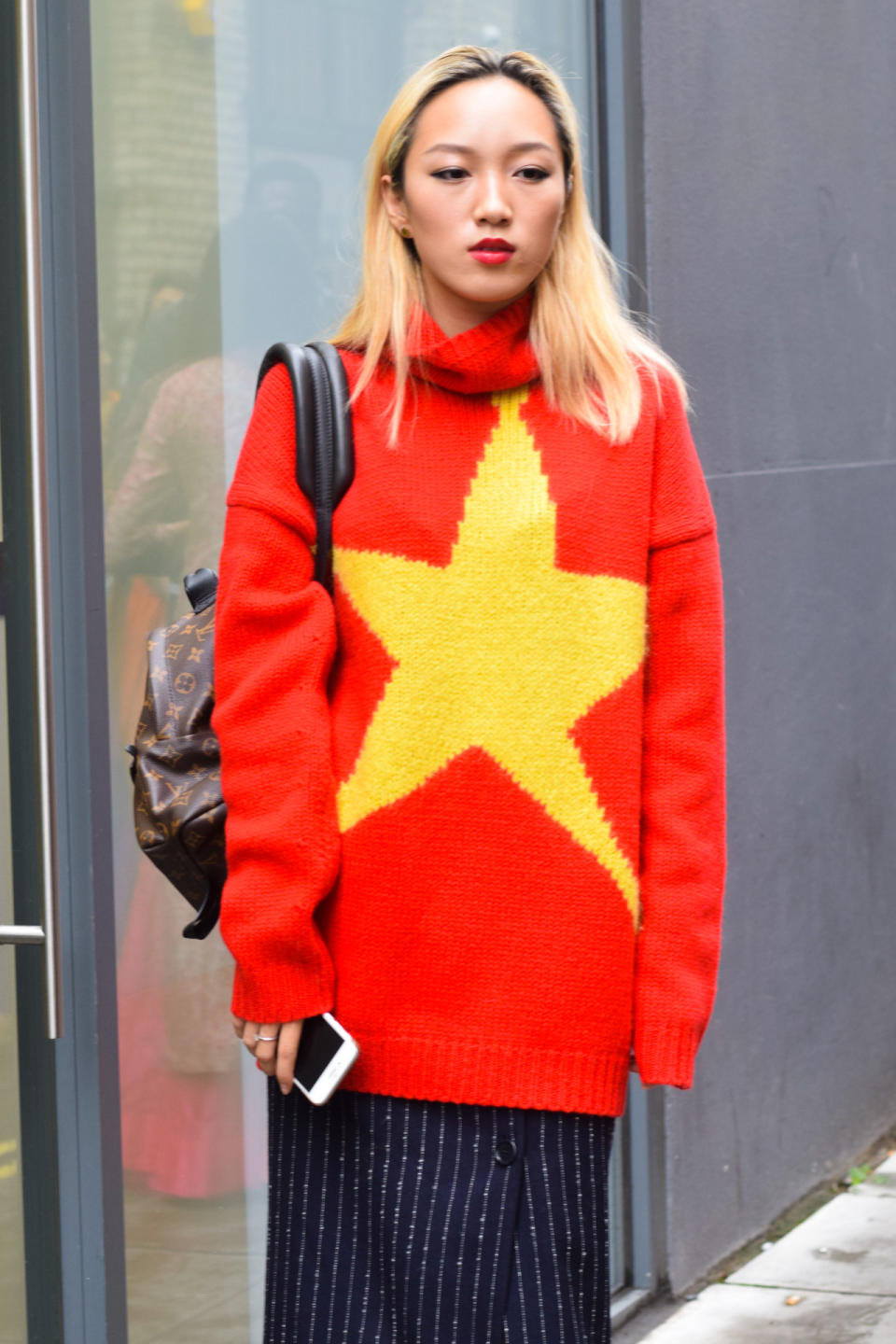 <p>Who: Ziwen Bai <br>Job: Fashion student <br>Outfit: Acne studios sweater and dress and Stella M shoes </p>