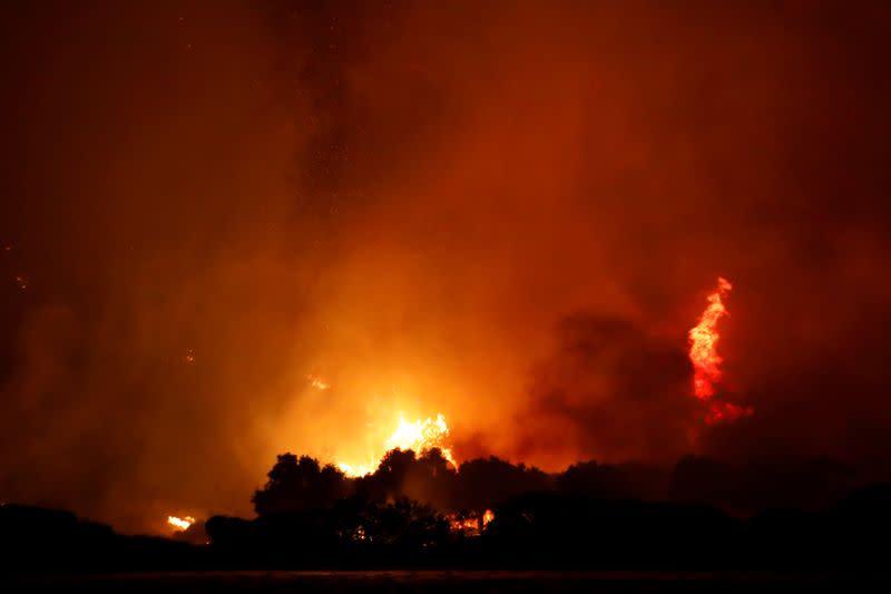 FILE PHOTO: Bodrum's night sky turns orange as Turkey's wildfires rage on