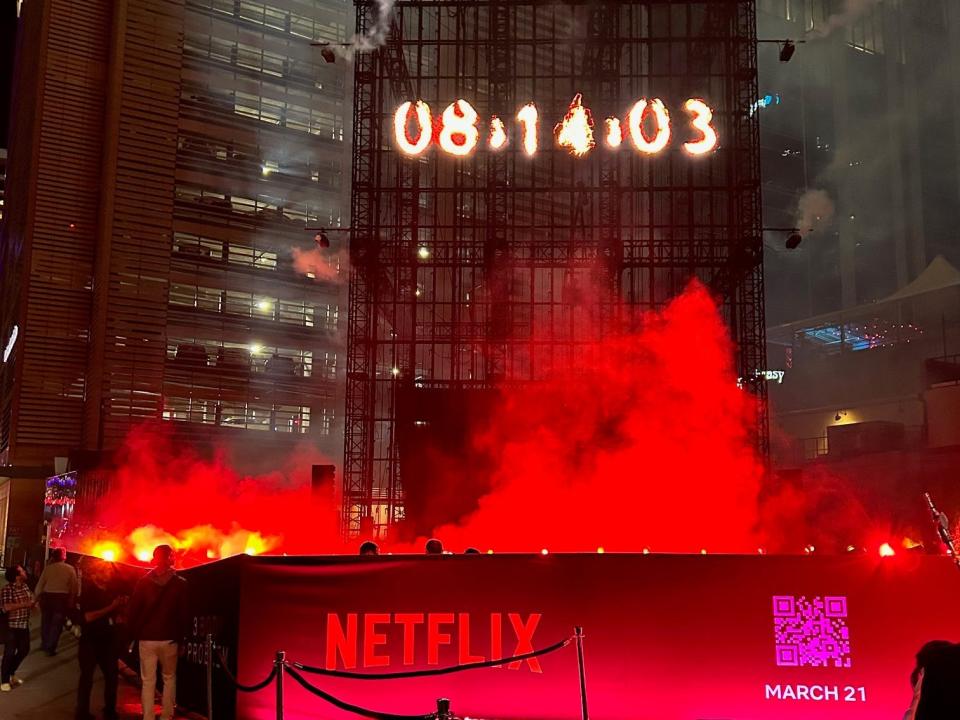 Date projected onto steel grid for Netflix's '3 Body Problem'