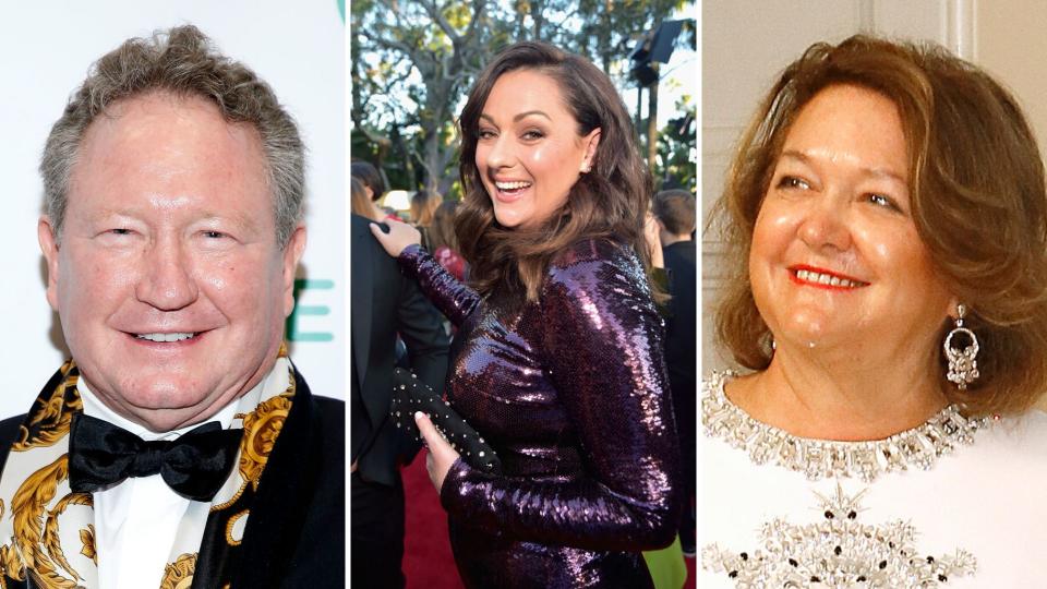 Pictured: Twiggy Forrest, Celeste Barber and Gina Rinehart. Images: Getty