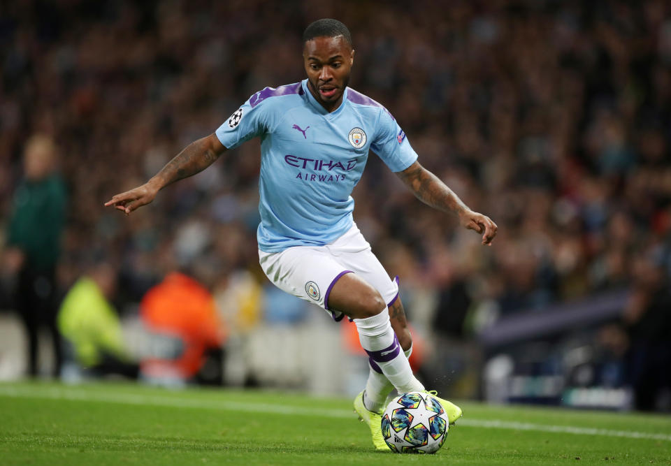 Soccer Football - Champions League - Group C - Manchester City v GNK Dinamo Zagreb - Etihad Stadium, Manchester, Britain - October 1, 2019  Manchester City's Raheem Sterling in action  Action Images via Reuters/Carl Recine