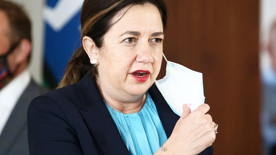 Annastacia Palaszczuk, pictured here talking to the media in Brisbane.