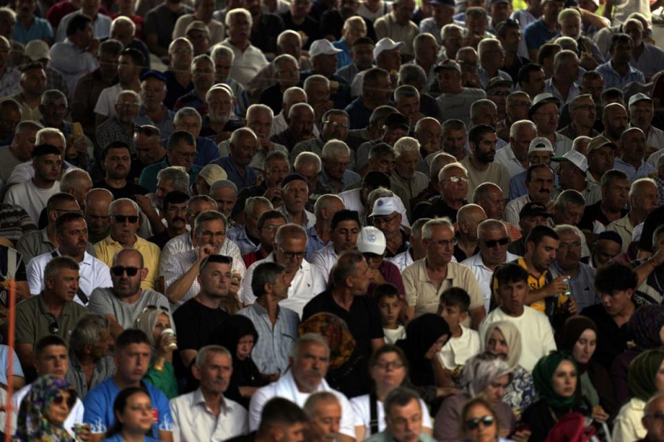 Spectators watch wrestling rounds during the 663rd annual Historic Kirkpinar Oil Wrestling championship