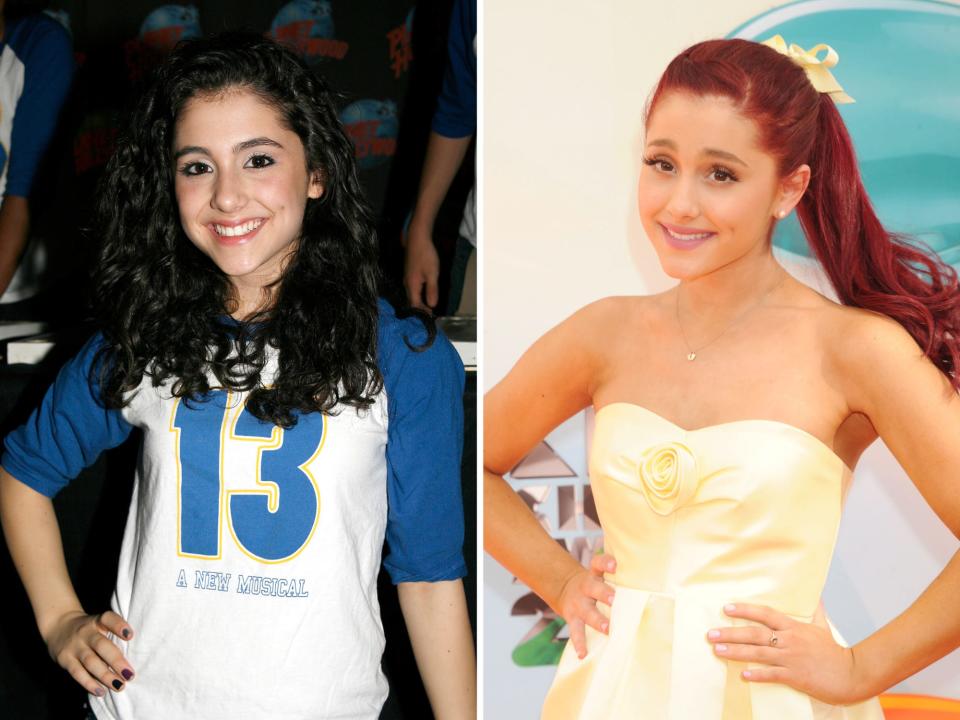 Ariana Grande in 2008 and in 2012