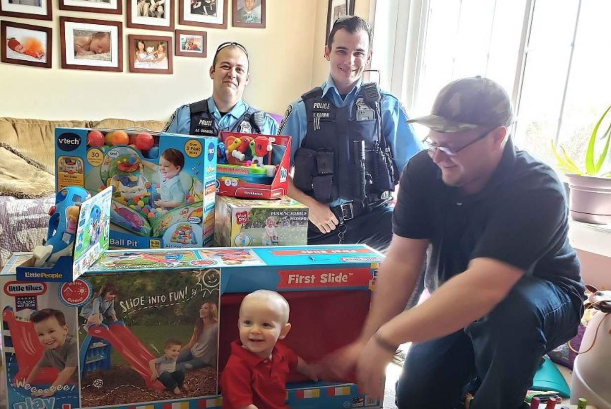Prince William County Police Department officers brought birthday boy Wyatt a few gifts after his were stolen from his mother’s vehicle. (Photo: Facebook)