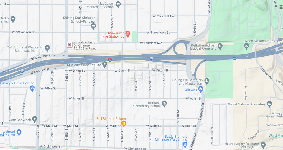 A map shows the current configuration of the Hawley Road interchange on Interstate 94.