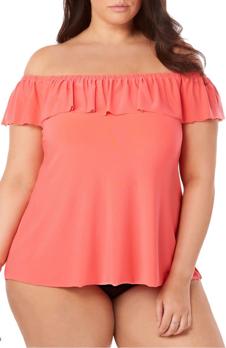 Get the top <a href="https://shop.nordstrom.com/s/magicsuit-kris-tankini-top-plus-size/4793334?origin=keywordsearch-personalizedsort&amp;color=samba" target="_blank">here</a>.