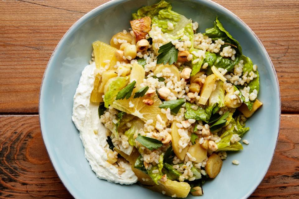 Vegetarian Brown Rice Salad With Parsnips and Whipped Ricotta