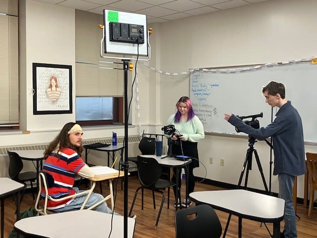 Central students working on a shot for a music video Jan. 25, 224 (photo by Jonathan Turner).