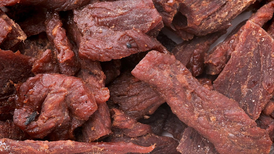 Heap of Beef jerky full frame background