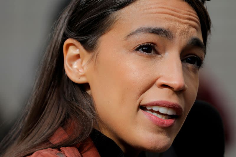 FILE PHOTO: Congresswoman Alexandria Ocasio-Cortez participates in early voting in New York City