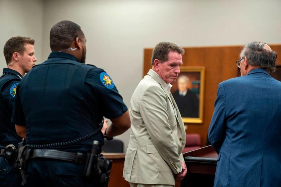 Cliff Kirkland is led away by the Harrison County Sheriffs Department after being found guilty on all charges by the jury during a trial of Kirkland for sexual abuse charges at Harrison County Circuit Court in Biloxi on Wednesday, May 18, 2022. Kirkland was sentenced to 35 years in prison.