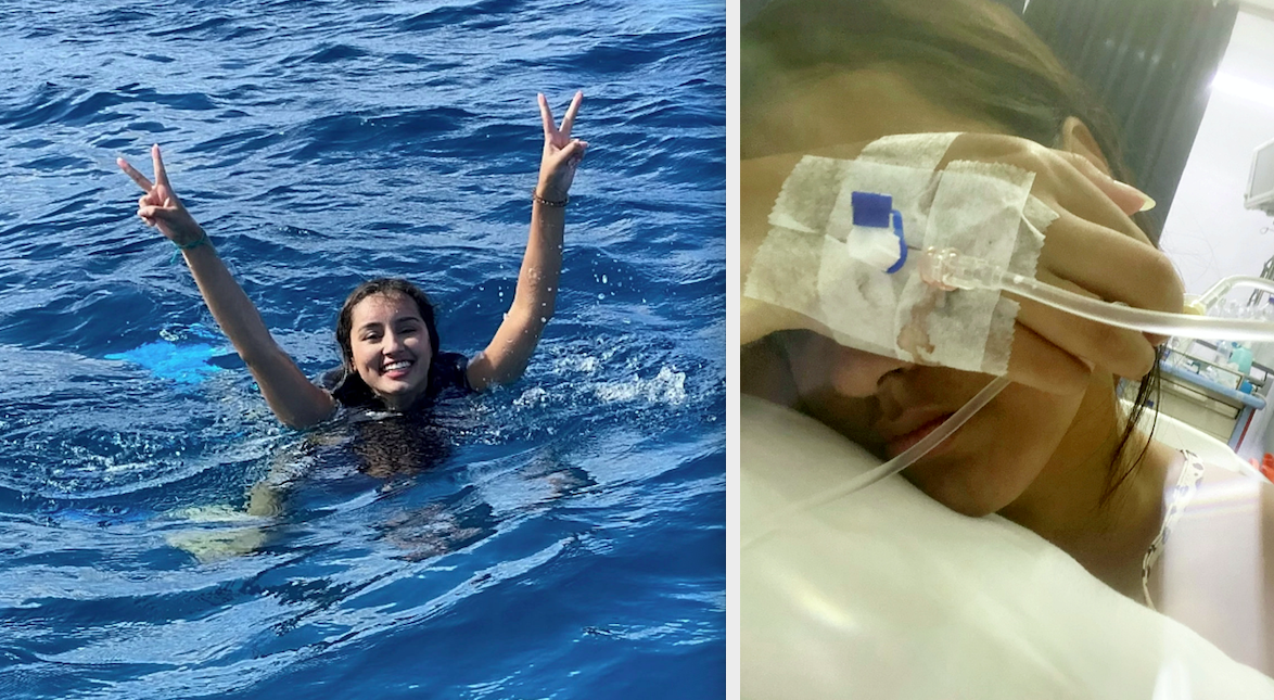 Pratistha Raut was left in agony after being attacked by a suspected Box jellyfish while she swam in the sea on the last day of a luxury trip. (SWNS)