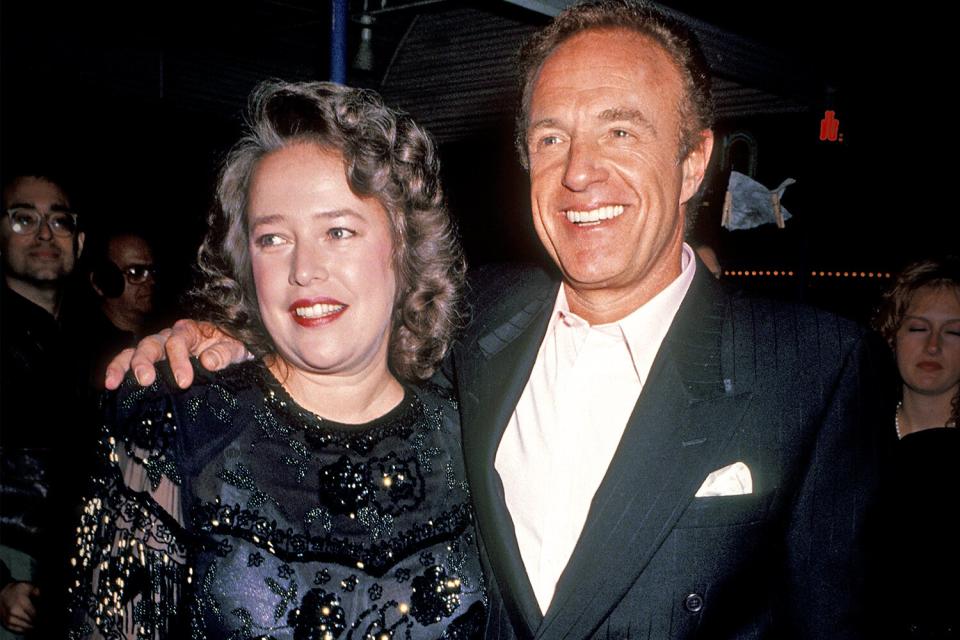 WESTWOOD, CA - NOVEMBER 29: Kathy Bates and actor James Caan attend the premiere of "Misery" on November 29, 1990 at Mann Village Theater in Westwood, California. (Photo by Ron Galella, Ltd./Ron Galella Collection via Getty Images)