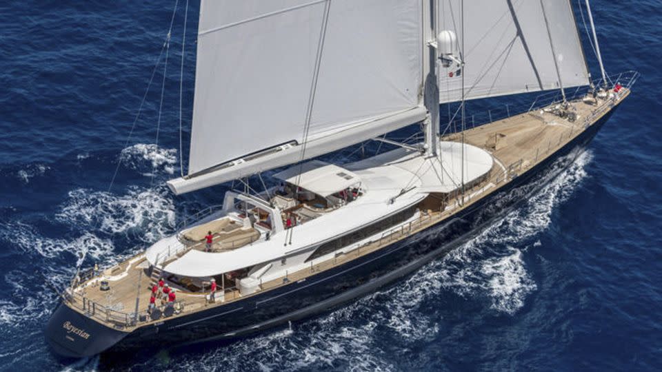 The Bayesian yacht that sank off the coast of Sicily Monday, leaving one dead and six missing. - Perini Navi/ANSA